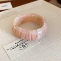 Elegant pink marbled resin segment bracelet with a chic minimalist design for women. - Pink (49#)