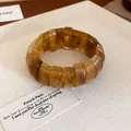 Amber resin rectangular beaded stretch bracelet in a warm caramel finish - Coffee (51#)
