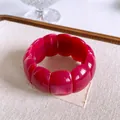 Elegant deep magenta marbled oval bead stretch bracelet for women's minimalist fashion jewelry - Purple