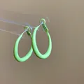 Minimalist lime green resin oval hoop earrings for a stylish and fresh fashion look - 52# Oval Large Hoop Style / Small 3cm / Light Green