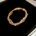 Elegante bracciale a più fili intrecciati in oro rosa con zirconi stile vintage - Bracciale in Zirconia Torta (65#) / Oro