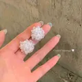 Handgefertigte kreative weiße Kristallblumen-Ohrstecker mit Nadeln aus Sterlingsilber - Cluster Blumenstil (17#) / Weiß