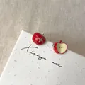 Kreative asymmetrische rote Apfel Ohrstecker mit Ganz- und Schnittfruchtdesign - Kreativer Apfel-Stil (52#)