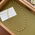 French retro style pearl and gold beaded necklace in elegant vintage wooden tray - Gold Necklace (No.21)