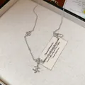 Vintage silver necklace with cross and fleur-de-lis charms in a premium gift box - Iris Pendant Style / 47# Necklace-Silver
