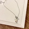Elegant silver-tone charm necklace featuring a pink popsicle and 'NO' letter pendant - Popsicle Letter Pendant Style / 20# Necklace Silver Pink Ice Cream