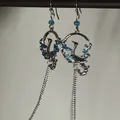 Lange silberne Hängeohrringe mit blauem Schwanenmotiv und eleganten Kettentropfen - 107# Silber-Ohrringpfosten-Stil