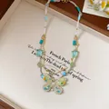 French vintage multi-layer beaded necklace with butterfly pendant in elegant design - Large Butterfly Pendant Style / 11# Necklace Gold Blue Yellow