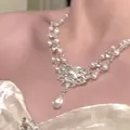 Elegant French vintage multi-layer pearl beaded necklace with teardrop pearl pendant SKU - Water Drop Pearl Multi Layer Style / 1# Necklace - Silver