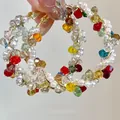 Farbenfrohe handgefertigte Creolen mit Kristallen und Perlen, elegantes goldumwickeltes Design. - Böhmischer Reifenstil - Klein (53#)