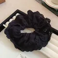 Elegant black eyelet lace scrunchie hair tie for women with stylish floral embroidery - Black Lace Hollow Style (24#)