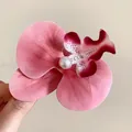 Vue détaillée de la pince à cheveux orchidée Phalaenopsis rose avec perle - Rose poudré