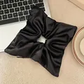 Large black pleated fabric scrunchie hair tie featuring an elegant wrinkled texture - Black Wrinkled INS Style (39#)