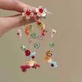 Elegante Ohrringe mit Silbernadel, bunten Resin-Blumenquasten und glänzenden Perlen. - 1# Lange Quaste (HE25642-1)