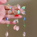 Mori-Stil Harz Schmetterling Blumen Quastenohrringe mit irisierendem Glanz Finish - 4# Rosa Schmetterling Blume