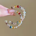 Elegante bunte Creolen mit facettierten Kristallperlen und 925er Silbernadeln für Damen - 21# Facettierter Perlenring