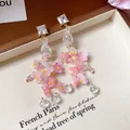 Elegante Ohrhänger mit silberner Nadel und rosa Harzblumen für den Strandurlaub - 33# Rosa Harzblume
