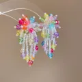 Bunte Harz-Blumen-Quastenohrringe mit lebhaften mehrfarbigen Perlen - 38# Blumengruppe Quaste