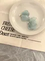 Elegant mint green chiffon flower earrings with white pearl stud for summer chic look - Pearl Style (9#)