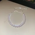Élégant bracelet double couche en perles et cristaux avec fermoir coulissant - Style Réglable Perle Rose Violet Double Couche / Argent/Rose