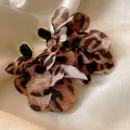 Exquisite leopard print chiffon flower earrings with elegant black gemstone studs - Leopard Crystal (53#)