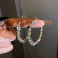 Orecchini a cerchio bohémien con perline colorate e finiture dorate molto eleganti - Stile Cerchio Con Catena Avvolta in Strass Perle e Cristalli