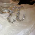 Eleganti orecchini a cerchio con farfalla in argento e piccoli cristalli scintillanti - Stile Farfalla Strass Argento