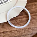 Elegant minimalist semi-transparent white acrylic geometric bangle bracelet for daily wear - Geometric Round Bangle (56#) / White