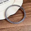 Minimalist greyish-purple semi-transparent acrylic geometric bangle bracelet with marble texture - Marble Pattern Ring (57#) / Gray