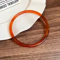 Minimalist two-tone translucent acrylic geometric bangle bracelet in orange and brown colors - Color Split Splice Ring (58#) / Brown