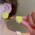 Sweet yellow flower-shaped zircon beaded stud earrings for a seaside holiday style look. - 24# Silver Post - Faux Crystal Bead Cluster Flower