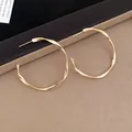 Elegant minimalist gold-plated twisted hoop earrings with silver needles for women - 4.5CM / Gold