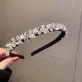 Cerchietto barocco vintage in velluto nero con cristalli e strass brillanti - Stile Foglia (17#)
