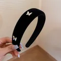 Elegante cerchietto in velluto nero con farfalle di strass scintillanti - Stile Decoro Farfalla con Diamanti (91#)