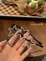 Cerchietto in velluto nero con decorazioni di stelle in strass per uno stile retrò francese - Stile Decoro Stella d'Argento (92#)