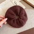 Retro dark brown knitted hair scrunchie, soft wool-like texture for winter hair styling - 31# Hair Tie - Dark Brown Yarn