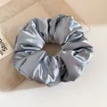 High-end misty blue oversized satin scrunchie retro ponytail hair tie for women - 35# Hair Tie - Blue Cotton