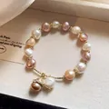 Elegant multi-color freshwater pearl bracelet featuring a detailed golden bee charm - Multicolor Pearl Bee Charm Style (10)
