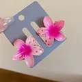 Süße rosa Frangipani-Blüten-Haarspangen im Farbverlauf für den perfekten Sommerurlaub - Rosa Plumeria-Haarklammern (Paar)