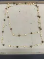 Elegante lange Halskette mit Tigerauge-Steinen und vergoldeten Perlen für Damen - Stil 22 Halskette - Vergoldet / Goldbraun