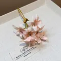 Exquisite pink fabric flower hair accessory with elegant gold metal U-shaped pin - Hair Stick (28#) / Gold-Pink