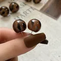 Retro Vintage Ohrstecker mit Leopardenmuster und glänzendem Finish für einen schicken Look - Kleiner Leoparden-Ball (32#) / Kleine Breite 1,4 cm / Leopardenmuster