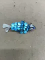 Retro ethnic style blue shell fish-shaped hair clip with evil eye detail decoration - Right Side Style / Single Piece / Silver-Blue