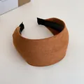 Elegant brown padded wide headband with textured fabric for high top hair styling - 52# Headband-Coffee Suede