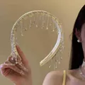 Elegant crystal tassel headband with sparkling rhinestone fringe hair accessory for women - 57# Headband-White Rhinestone Tassel