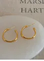 Eleganti orecchini a cerchio in argento placcato oro con design minimalista a curve irregolari - 69# Ago D'argento-oro (galvanica In Oro Vero)