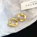 Orecchini a cerchio intrecciati placcati in oro dal design minimalista ed elegante - 77# Orecchino - Oro