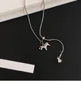 Silver minimalist horse pendant necklace with adjustable drawstring and money bag charm - Silver Adjustable Horse Money Bag Necklace (42#)