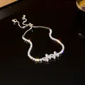 Close-up of elegant silver zircon bracelet with marquise-cut stones on reflective surface - Butterfly Style (8#)