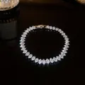 Elegant zircon bracelet featuring marquise-cut stones displayed on a dark reflective background - Geometric Round Style (10#)